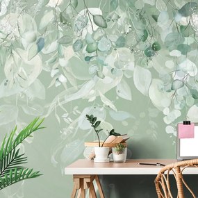 Samolepiaca tapeta krásne pastelové listy - 450x300