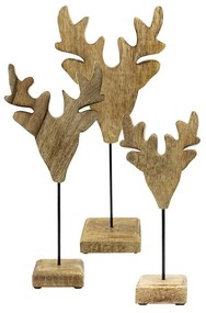 Dekorácia hlava jeleňa z mangového dreva na podstavci Deer - 41*18*10cm