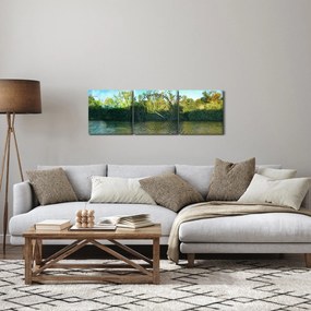 Obraz - jazero (s hodinami) (90x30 cm)