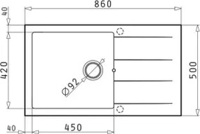 Pyramis 70217801 - Kuchynský drez ATHLOS 86x50 cm, granit, matná čierna