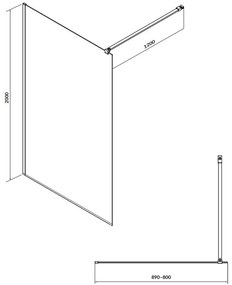 Cersanit Mille, sprchová zástena typu Walk-In 90x200 cm, 8mm číre sklo, chrómový profil, SS161-006