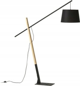 Stojanová lampa Rendl Dante čierna/drevo, E27, 214 cm, designová