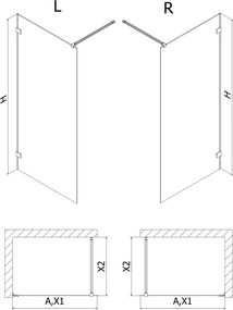 Mexen Lunar sprchová stena ľavá 130 x 200 cm, 8mm číre sklo, zlatá matná, 830-130-000-55-00-L