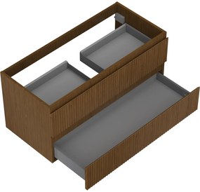 Mexen Rivel, kúpeľňová skrinka 100 cm, 2 zásuvky, drážkovaná, orech, 91A20-10047-2-BFF86