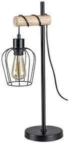 Rabalux Stolná lampa FABIANO 1x40W | E27 - čierna, svetlé drevo