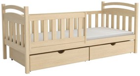 Detská posteľ z masívu borovice KORNÉLIA so šuplíkmi - 200x90 cm - PRÍRODNÁ BOROVICA