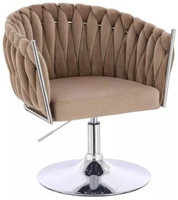 LuxuryForm DESIGN Stolička NORDEN VELUR na striebornom tanieri - latte