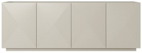 Komoda Asha 200 cm s ryhovaným čelom - kašmír