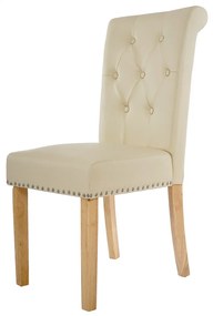 2x Jedálenská stolička Chesterfield 2 - koženka, svetlé nohy - Krémová