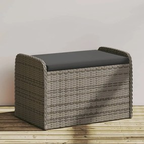 Úložná lavička s vankúšom sivá 80x51x52 cm polyratan 365731