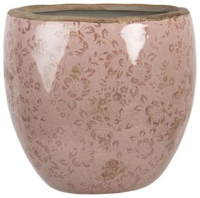 Ružový keramický kvetináč s popraskaním Alessia M - Ø 18*17 cm