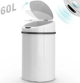 Bezdotykový odpadkový kôš so senzorom, 60 l, biely