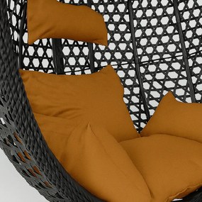 Závesné ratanové hojdacie kreslo TIFFANY PLUS čierne