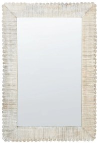 Drevené nástenné zrkadlo 63 x 94 cm krémová biela BAUGY Beliani