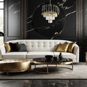 Luster na reťazi CRISTAL 5xE14/40W/230V zlatá/čierna