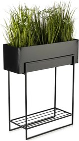 KOVOVÝ KVETINÁČ SO STOJANOM RECT 72X23X60 CM ČIERNA