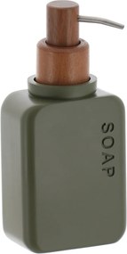Dávkovač mydla Salva, olivová/s drevenými prvkami, 300 ml
