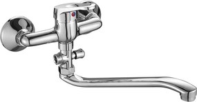 Kuchinox Grace, nástenná vaňová batéria s otočným výtokom, chrómová, LAV-BKY_01FD