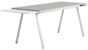 PLAN Kancelársky pracovný stôl LAYERS, výsuvná prostredná doska, 1700 mm, biela / sivá