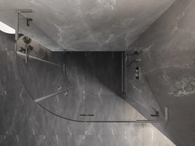 Mexen Lunar, L pravý polkruhový sprchový kút 100 x 90 cm, 8mm číre sklo, oceľový profil, 833L-100P-090L-97-00