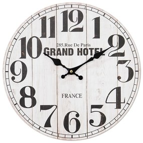 Biele vintage nástenné hodiny Grand Hotel - Ø 34 * 4 cm / 1 * AA