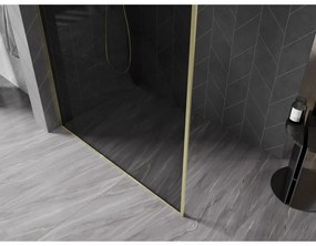 Mexen Kioto-XF, sprchová zástena s rámom 140 x 202 cm, 10mm šedé sklo, zlatý matný profil, 800-140-104-55-40-X