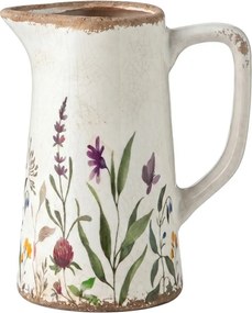 Dekoratívny keramický džbán s lúčnymi kvetmi Rustic Flora - 16*11*20 cm