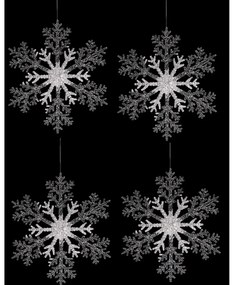 Súprava vianočná dekorácia Vločka, 4 ks, strieborná, 23 x 1 x 26 cm