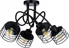 Závesná lampa na strop LOFT 4x čierna pružina