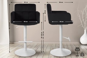 Barová stolička Los Angeles - zamat, biely rám - čierna