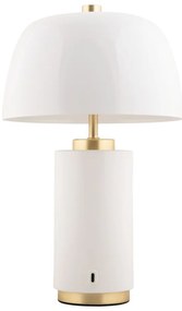 Biela LED stmievateľná stolová lampa s kovovým tienidlom (výška 30 cm) Freya – Leitmotiv