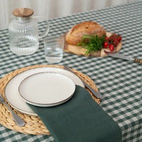 Ľanový obrus 140x200 cm Forest Green Gingham – Linen Tales