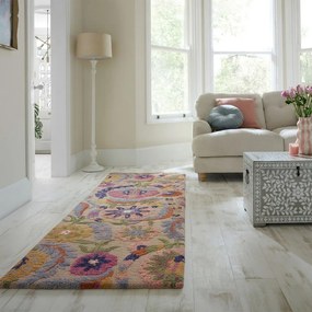 Ručne tkaný vlnený behúň 80x300 cm Amira Floral – Flair Rugs