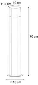Stojaca vonkajšia lampa čierna s dymovým tienidlom šesťuholníkovým 70 cm - Denmark