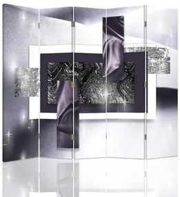 Ozdobný paraván Abstraktní fialová šedá - 180x170 cm, päťdielny, obojstranný paraván 360°