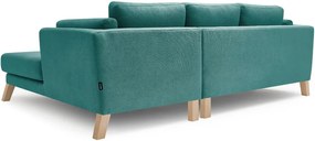 Tyrkysovomodrá rohová pohovka Bobochic Paris Seattle, pravý roh