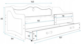 Interbeds Detská posteľ Júlia 160x80 biela + matrac + šuplík