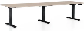Výškovo nastaviteľný stôl OfficeTech Long, 260 x 80 cm, čierna podnož, dub