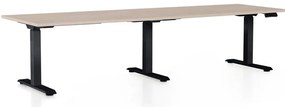 Výškovo nastaviteľný stôl OfficeTech Long, 260 x 80 cm, čierna podnož, dub