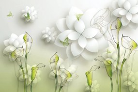 Samolepiaca tapeta abstraktné kvety - 150x100
