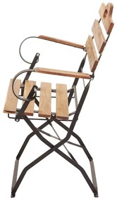 Záhradná súprava 4 skladacích stoličiek a stola HWC-J40, drevo / kov - natur