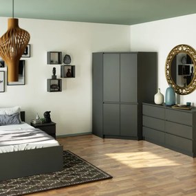 Rohová šatníková skriňa S 100 4D CLP grafitová / sivá