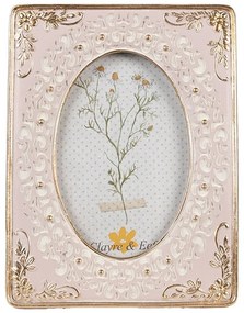 Ružovo- zlatý fotorámik s kvetinovým motívom - 15*2*20 cm / 10*15 cm