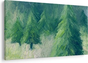 Obraz - Maľované ihličnany (90x60 cm)