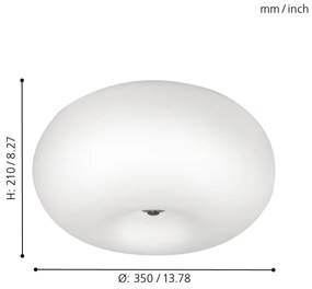EGLO 86812 - Stropné svietidlo OPTICA 2xE27/60W/230V opálové sklo