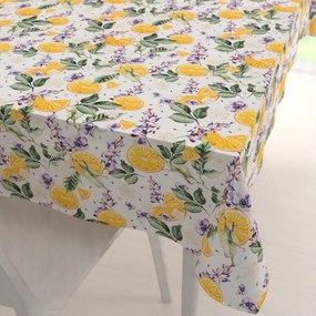 Biante Dekoračný obdĺžnikový obrus PML-103 Pomaranče medzi kvetmi na bielom 120x200 cm
