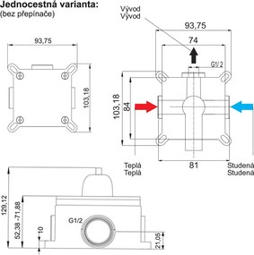 Mereo Pego, sprchová podomietková batéria bez prepínača, Mbox, oválny kryt, chróm, MER-CB60105PB