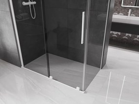 Mexen Velar, sprchový kút s posuvnými dverami 150 x 70 cm, 8mm šedé sklo, biela matná, 871-150-070-41-20