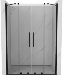 Mexen Velar Duo, posuvné dvere do otvoru 140x200 cm, 8mm číre sklo, čierna, 871-140-000-02-70