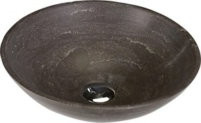 Sapho Sapho, BLOK 1 kamenné umývadlo priemer 40cm, matný tmavý kameň, 2401-02